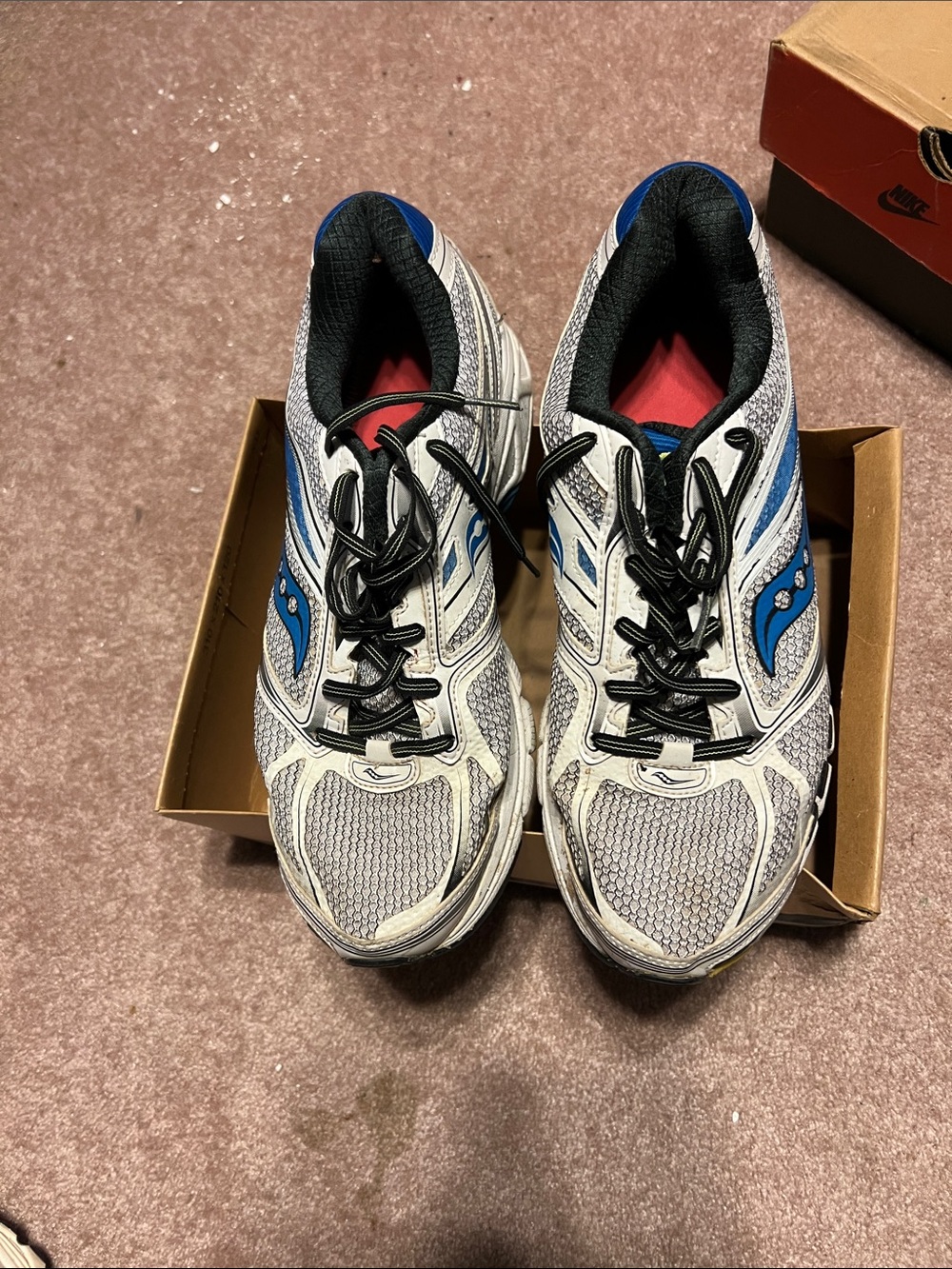 Saucony Men’s Athletic Running Shoes — White, Blue, Black